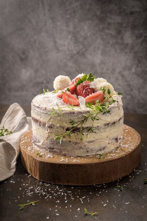 Naked Cake With Strawberries Stock Image Image Of Cheese Sweet