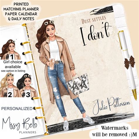 Personalized Boss Babe Agenda Dashboard Insert Or Cover Set For Your Planner In Sizes PM MM A