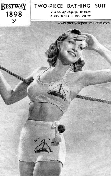 Wonderful 1940s Bikini 2 Piece Bathing Or Swimming Suit 33 To 34 Bust Bestway 1898 Vintage