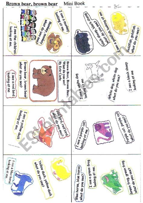 Brown Bear Mini Book Esl Worksheet By Yetigumboots