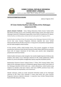 Press Release Seleksi Kualitas Calon Hakim Ad