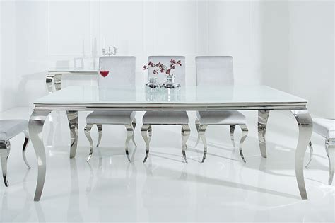 Table à manger baroque moderne 200cm argent blanc