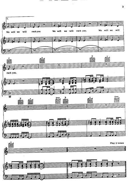 Partitura Para Piano De We Will Rock You De Queen Partituras De Piano