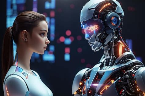 El Pensamiento De Un Robot Humanoide Analizando La Pantalla Del