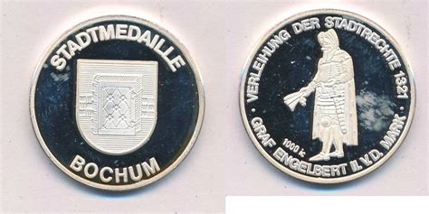 Deutschland Medaille Feinsilber Stadtmedaille Bochum Graf Engelbert Ii