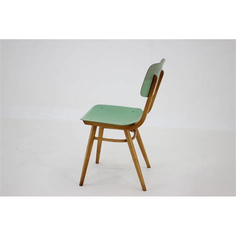 Chaise vintage en bois et formica Tchécoslovaquie 1970