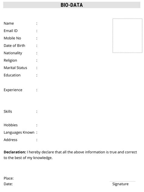 30 Simple Bio Data Formats For Job Pdf Word Free Download Artofit