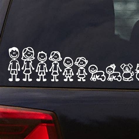 Stick Figure Family Vinyl Car Decals Parents Kids Pets - Etsy