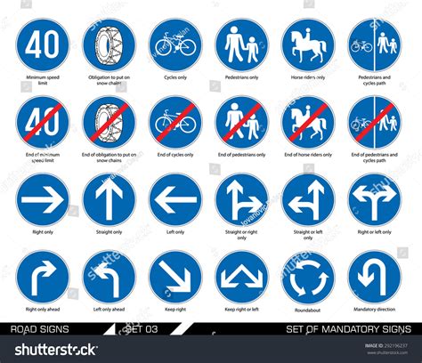 Set Of Road Signs Signboards Collection Of Mandatory Traffic Signs