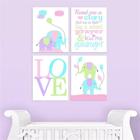 Elephant Nursery Decor Nursery Decor Girl Elephant Wall Art - Etsy