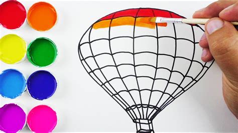 Cómo Dibujar Y Colorear Un Globo Aerostático De Arco Iris Arte Y Color Para Niños Funkeep