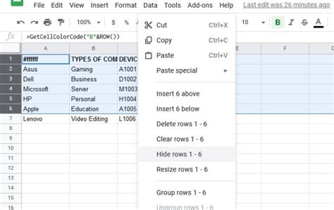 C Mo Ocultar Filas Y Columnas En Hojas De C Lculo De Google Recurso