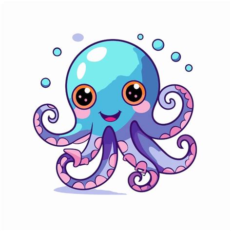 Sch Ne Zeichentrickfilm Octopus Vektor Illustration Isoliert Auf Wei Em