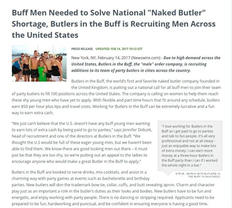 Https Newswire News Buff Men Needed To Solve National Naked Butler Shortage Butlers In