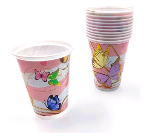 Vasos Fiesta Rosado Mariposas Encanto X Units Mercadolibre