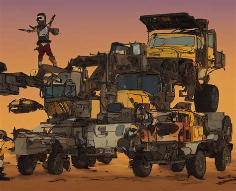 South Park Fury Road War Rig And Desert Background Stable Diffusion