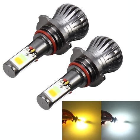 2 PCS 9006 HB4 6W 400LM 자동차 LED 3면 COB 칩 안개등 램프 교체 백색 조명 노란색 조명