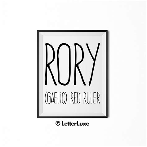 Rory Name Meaning Art, Rory Printable Baby Shower Gift, Gaelic Nursery ...