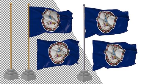 Premium Psd State Of Virginia Flag Waving Different Style With Stand