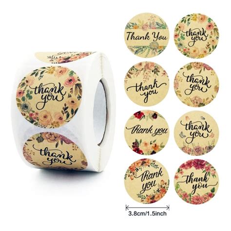 jual stiker   kraft motif bunga sticker label terima kasih