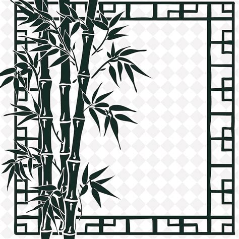 Premium Psd Png Bamboo Folk Art With Shoots And Leaves For