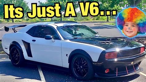 Moron Wastes All His Money On A Riced Out V6 Challenger Ricer Cars