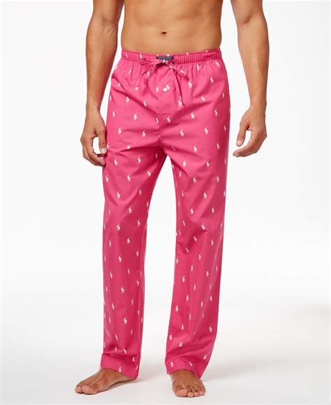 Polo Ralph Lauren Cotton Mens Woven Polo Player Pajama Pants In Pink