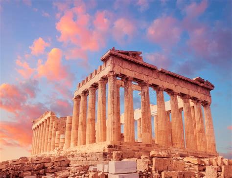 Parthenon Temple on a Sunset, the Acropolis in Athens, Greece Stock ...