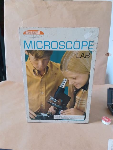 Vintage S Skilcraft Microscope Lab Set Prop Metal Case Partial