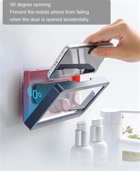 Wall Mount Anti Slip Shower Phone Holder Waterproof Touch Screen Bathroom Mobile Phone Case Anti