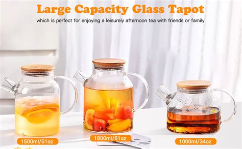 Amazon Glass Teapot Stovetop Microwave Safe Oz Ml Glass