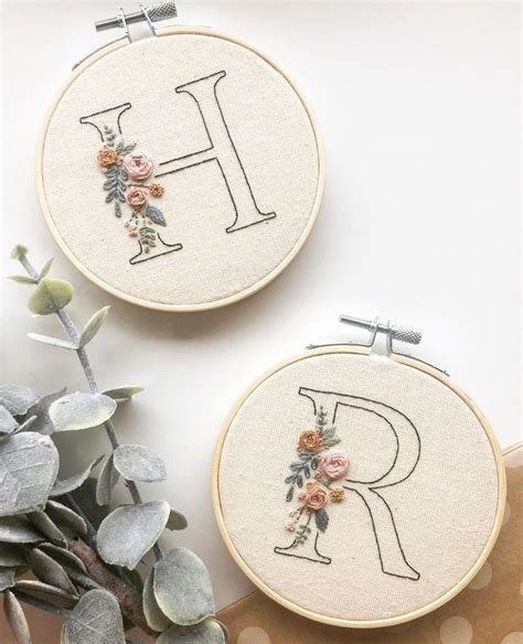 Floral Initial 26 letters Embroidery Hoop Art PDF Pattern | Etsy México | Embroidery hoop art ...