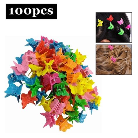 100 Packs Random Color Assorted Color Butterfly Hair Clips Beautiful Mini Clips Accessories For