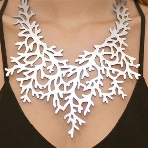 Peacock Silver Statement Necklace Laser Cut Leather Etsy