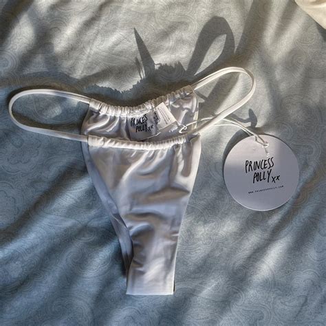Cute White High Cut Cheeky Bikini Bottoms From Depop