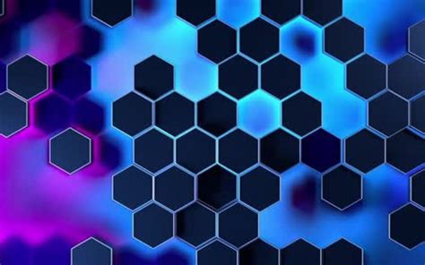 Black Hexagon Shapes In Blue Purple Background HD Abstract Wallpapers