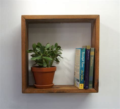 Square Wall Book Shelf Floating Bookshelf Floating Shelves Reclaimed