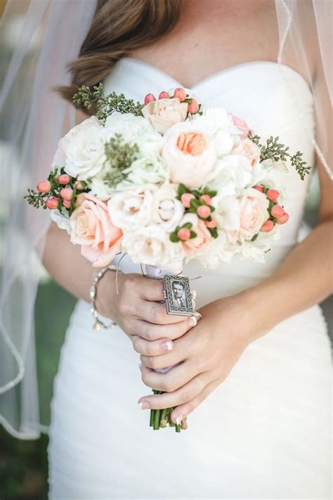 8 Grey And Peach Wedding Bouquetspeach Wedding Bridal Bouquet