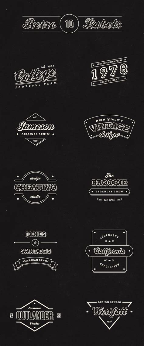 10 Free Vintage Retro Labels PSD Vintage Logo Design Retro Logo