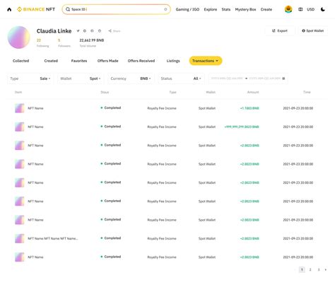 How To View And Export Transaction History On Binance Nft Binance Support