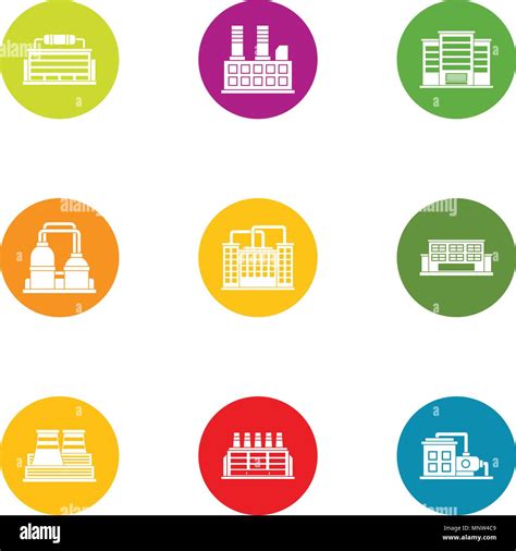 Brick Factory Icons Set Flat Style Stock Vector Image And Art Alamy