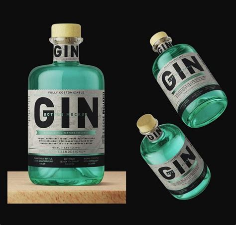 15+ Cool Gin Bottle Mockup PSD Templates | Mockuptree