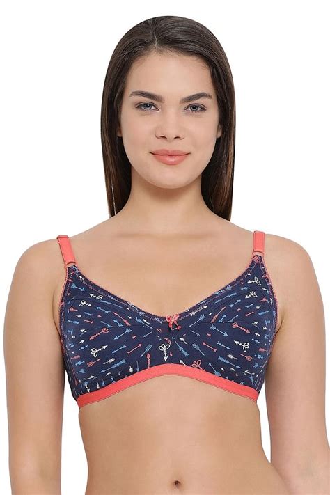 Buy Non Padded Non Wired Full Coverage Printed Bra Cotton Rich Online