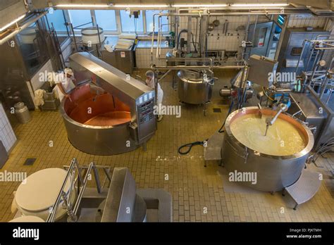 Cheese making Emmental cheese, cheese dairy in Affoltern, Emmental ...