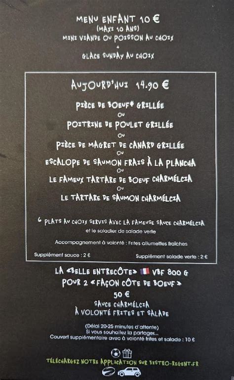 Menu Au Bistro R Gent Restaurant Moulins L S Metz