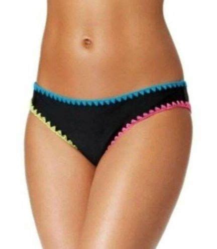 Hula Honey Whip Stitch Cheeky Bikini Bottom Brief Black Bikini Bottom