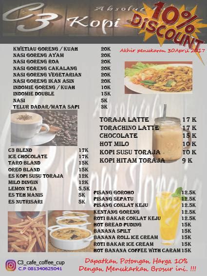 Menu At C3 Cafe Coffee Cup Kopi Toraja Manado FR9J C7C