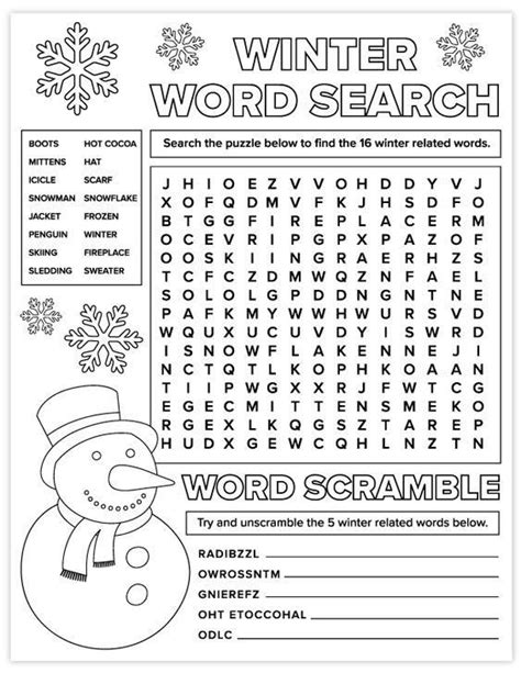 This Free Printable Winter Word Search And Word Scramble Activity Is