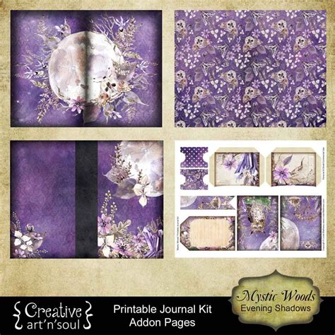 Mystic Woods Printable Junk Journal Addon Pages Evening Shadows