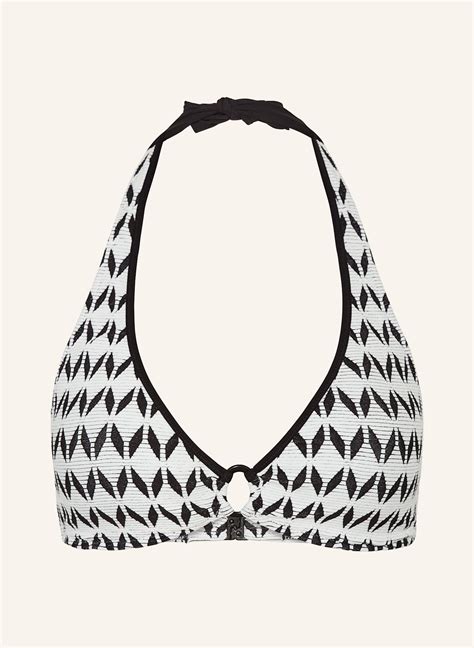 Lidea Neckholder Bikini Top GRAPHIC RIDE In Weiss Schwarz